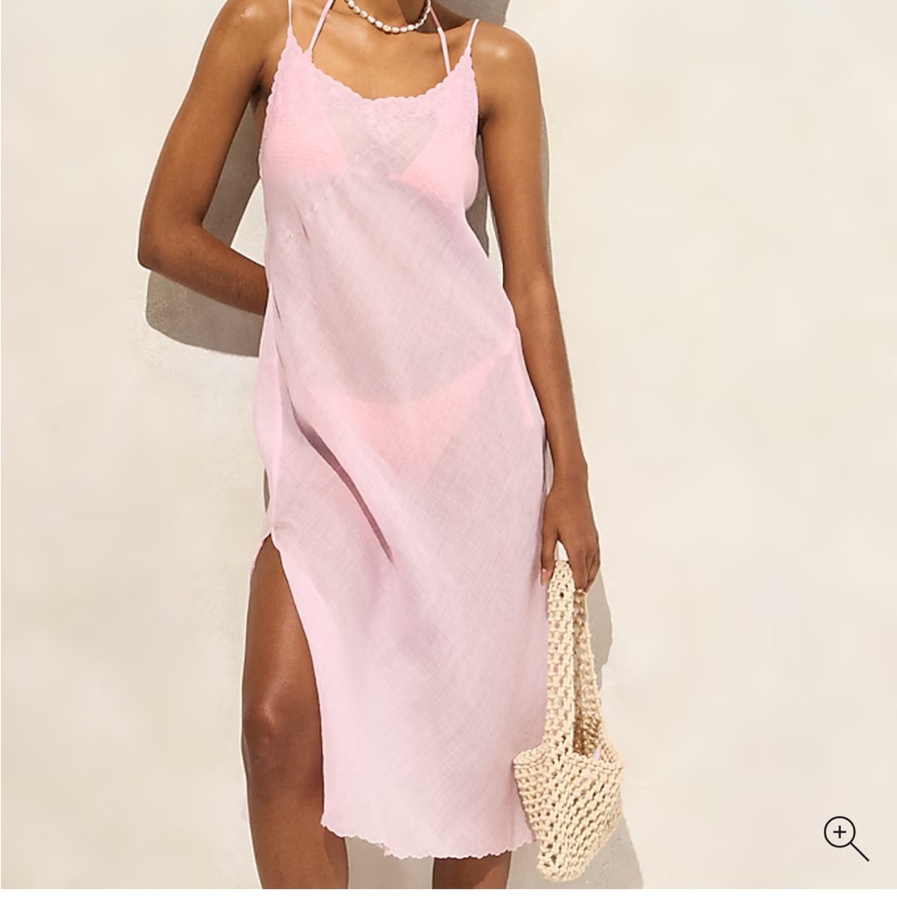 Brand new with tags JCREW Embroidered slip dress in ramie